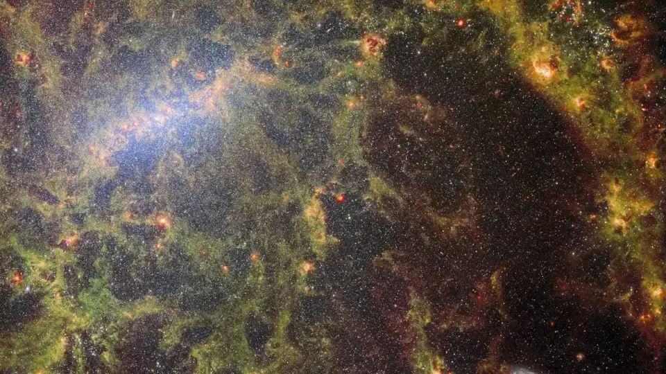 Ділянка спіральної галактики з перемичкою NGC 5068. Знімок космічного телескопа Джеймс Вебб